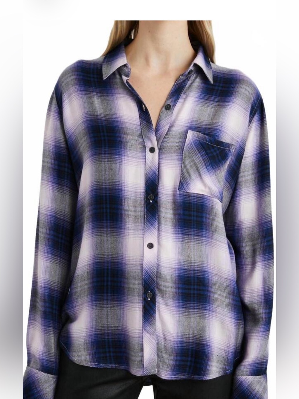 Rails Purple Plaid Button-Front Blouse, so easy to style!